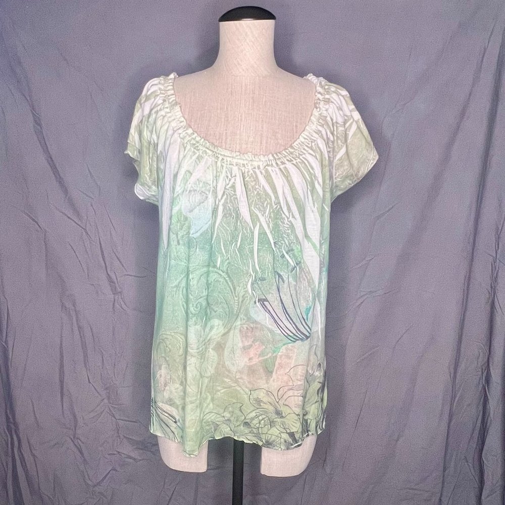 Jessica Max USA Green Floral Casual top  S:M